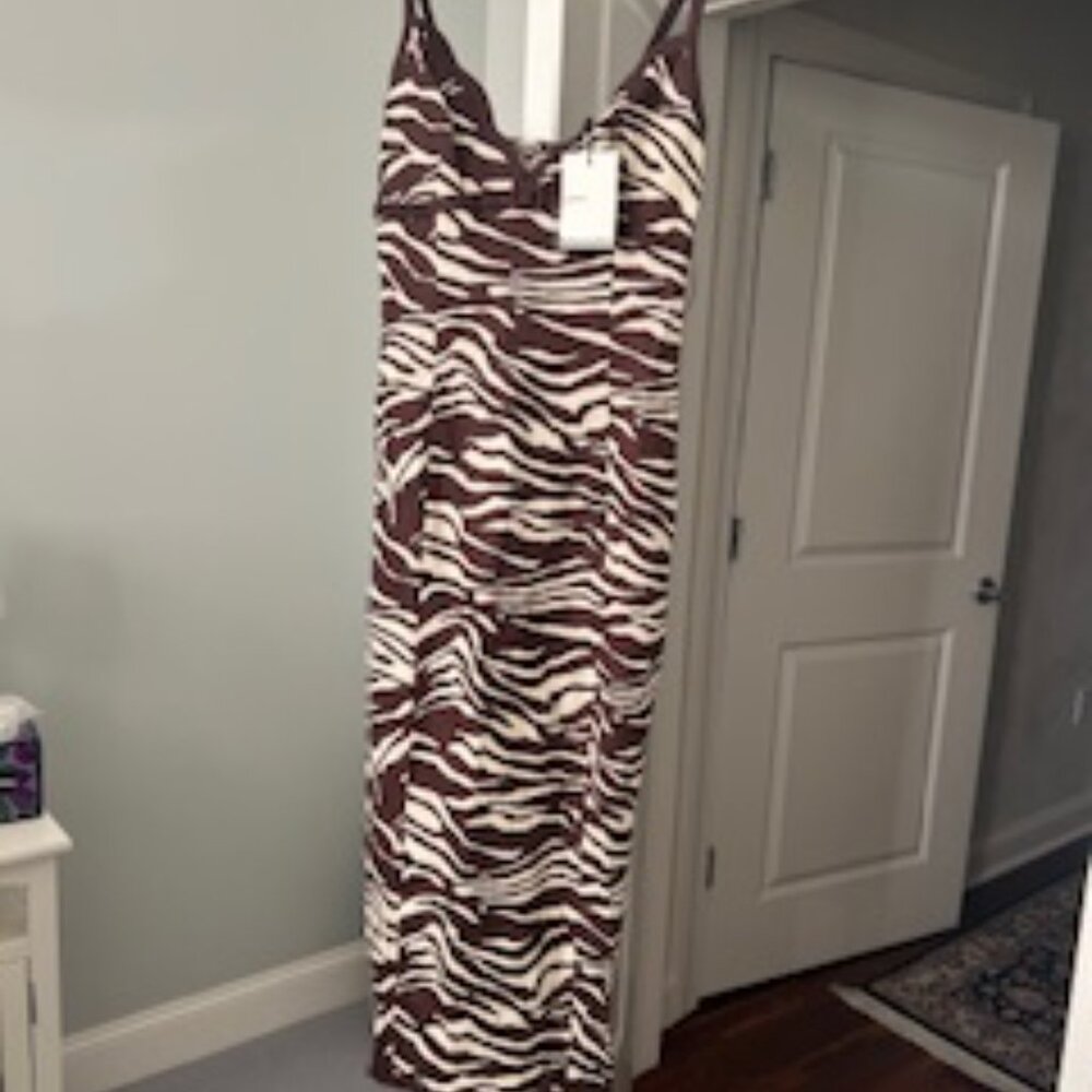 Reformation Petites Sara Linen Dress Brown - Size 8P - Picture 2 of 5